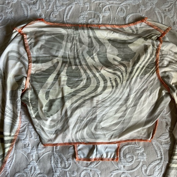 Mesh Forest Print Long Sleeve Crop Top - Picture 3 of 4